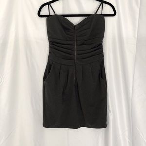Grey Strapless Zip Up Front Dress